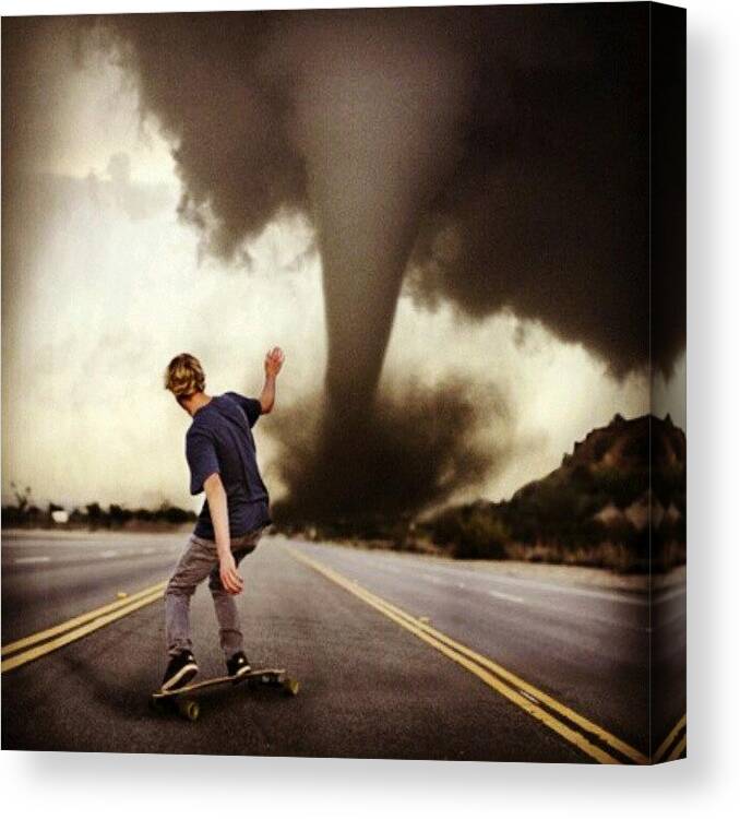 Tornado Canvas Print featuring the photograph #photography #skate #skateboard by Mimi J