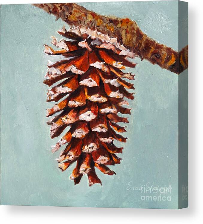Pine Canvas Print featuring the painting Pine Cone by Portraits By NC