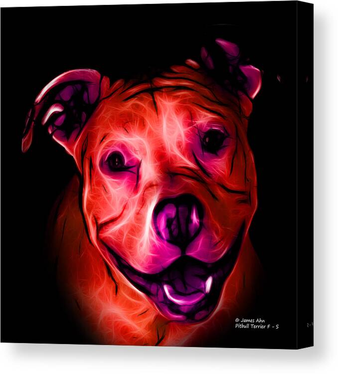 Pitbull Canvas Print featuring the digital art Pitbull Terrier - F - S - BB - Red by James Ahn