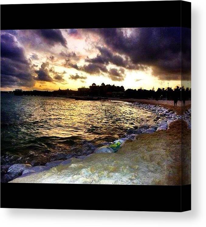 Mexico Canvas Print featuring the photograph Playa Sunset #sunset #mexico by David Sabat