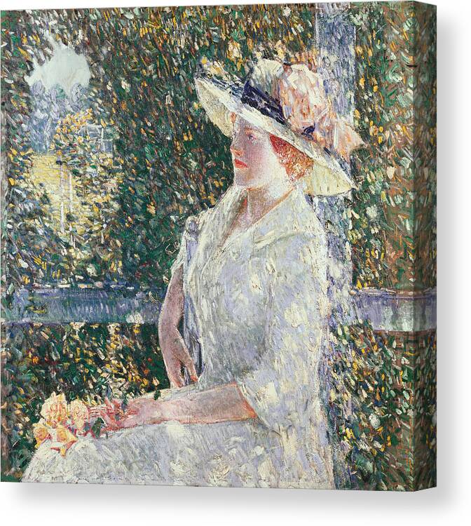Portrait Of Miss Weir Canvas Print featuring the painting Portrait of Miss Weir by Childe Hassam