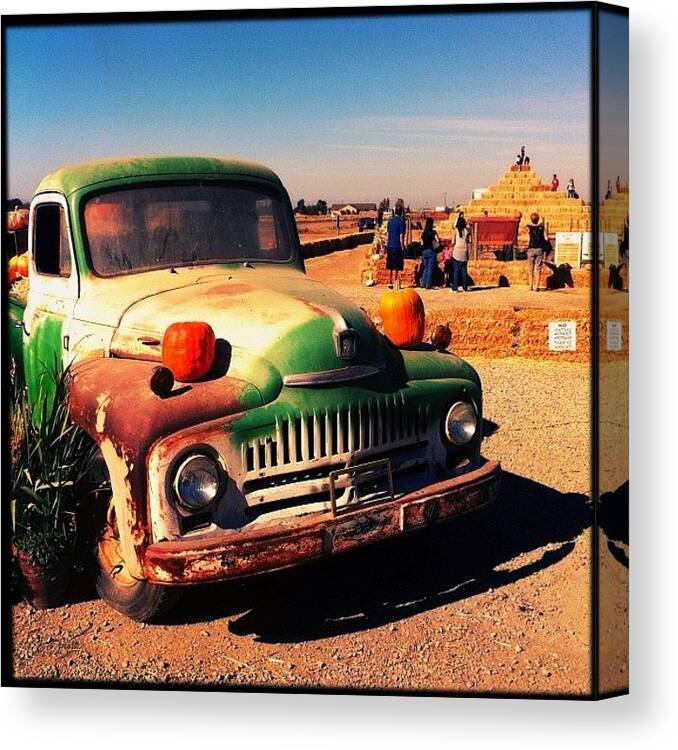 Old Canvas Print featuring the photograph #pumpkin #patch #old #rusty #truck With by Aka J