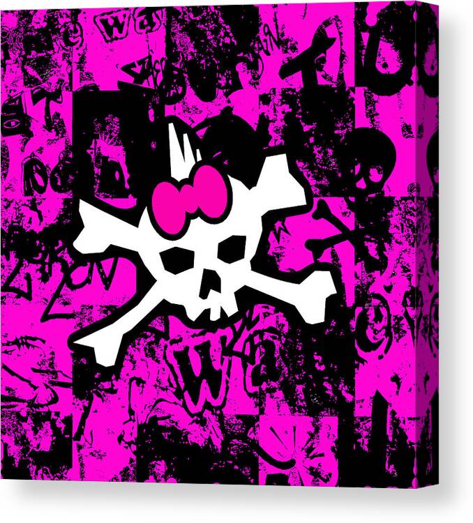 Punk Canvas Print featuring the digital art Punk Skull Princess by Roseanne Jones