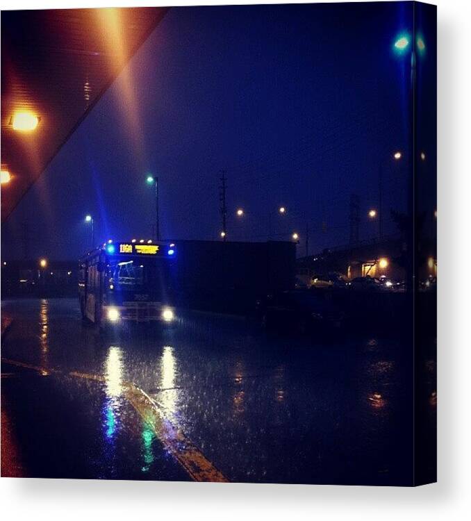 Toronto Canvas Print featuring the photograph #rain #toronto #ttc #bus by Joy O