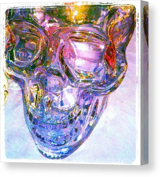 Rainbow Canvas Print featuring the photograph Rainbow Skull #abstract #android by Marianne Dow