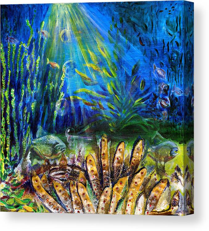 Fish Canvas Print featuring the painting Red Eye Odyssey by Richard Jules