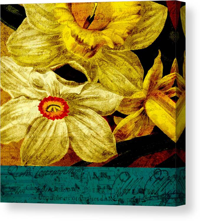 Yellow Flowers Canvas Print featuring the digital art Remembering by Bonnie Bruno