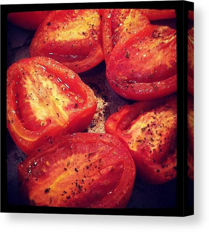 Soup Canvas Print featuring the photograph Roasted Tomatoes by Anna Avagliano