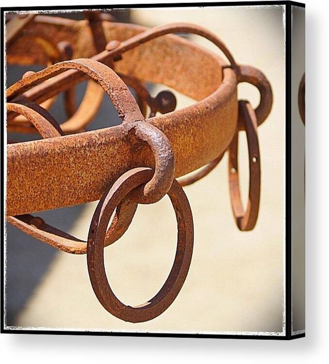 Rustythursday Canvas Print featuring the photograph Rusty Horse Tethering Rings by Polly Rhodes
