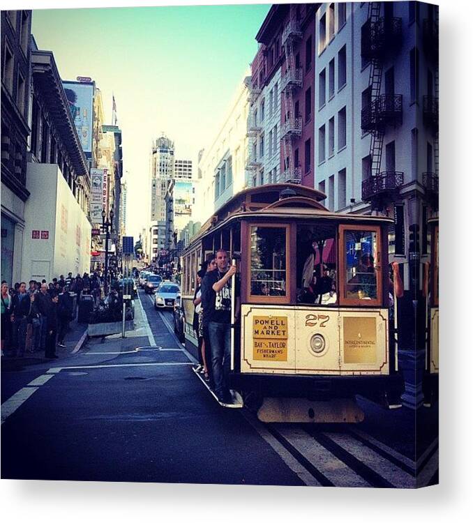 San Francisco Canvas Print featuring the photograph San Francisco Cable Car by David Bos
