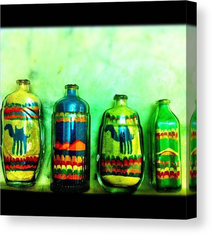 Followback Canvas Print featuring the photograph Sand Art In Glass Bottles by Mina Tadros