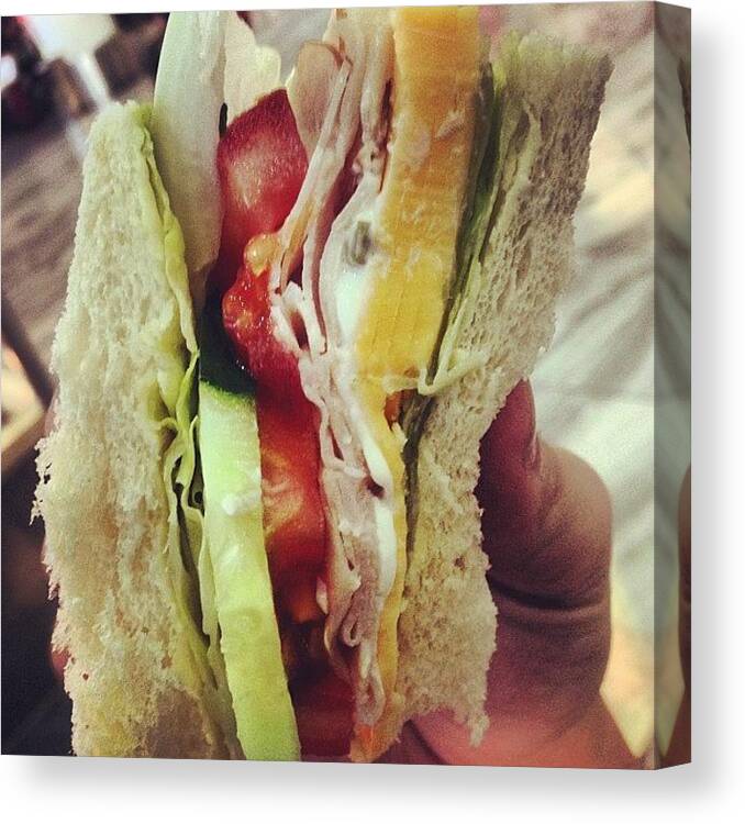 Tomato Canvas Print featuring the photograph #sandwich #food #cumber #lettuce by Jerry Tang