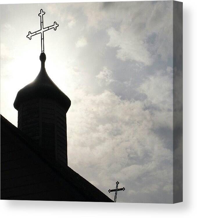 Instagram Canvas Print featuring the photograph #saskatchewan #church #steeple by Michael Squier