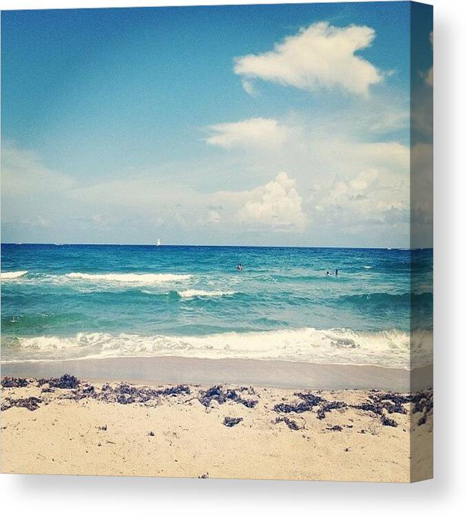Blue Canvas Print featuring the photograph Saturdhaaaze. ☀☀☀🌊 #beach by Emily W