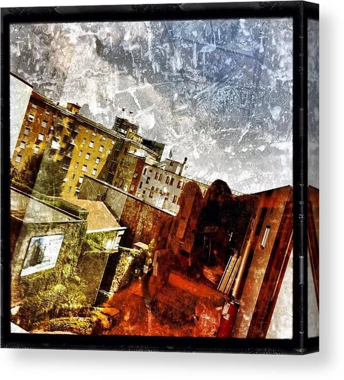 Cityscape Canvas Print featuring the photograph Scratched Cityscape #iphone #instagram by Roberto Pagani
