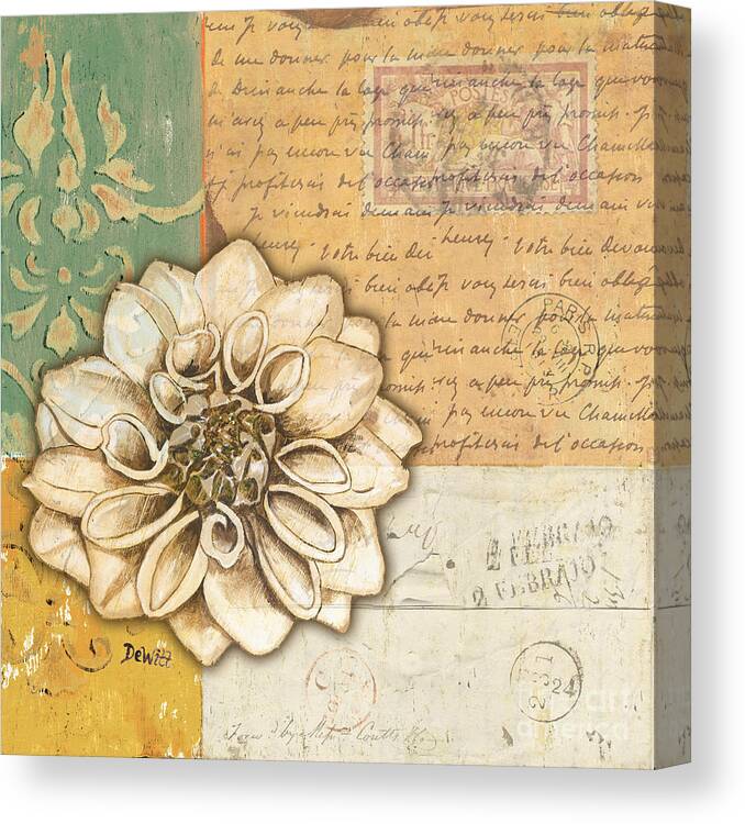 Flower Canvas Print featuring the painting Shabby Chic Floral 1 by Debbie DeWitt