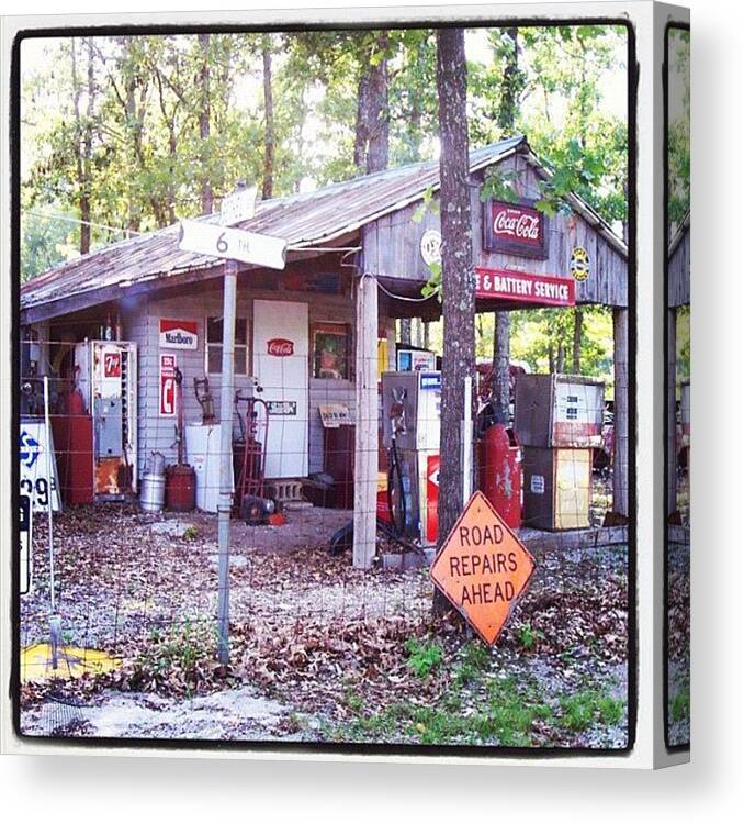 Cocacola Canvas Print featuring the photograph #signs #arkansas #mammothspring by Michael Hughes