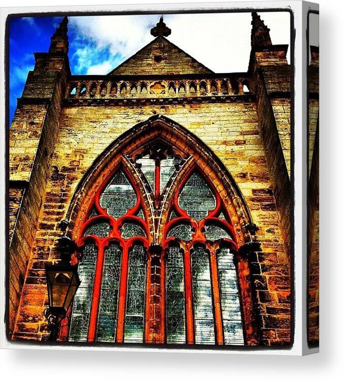 Beautiful Canvas Print featuring the photograph #sky #cloud #church #stainedglass by Toonster The Bold