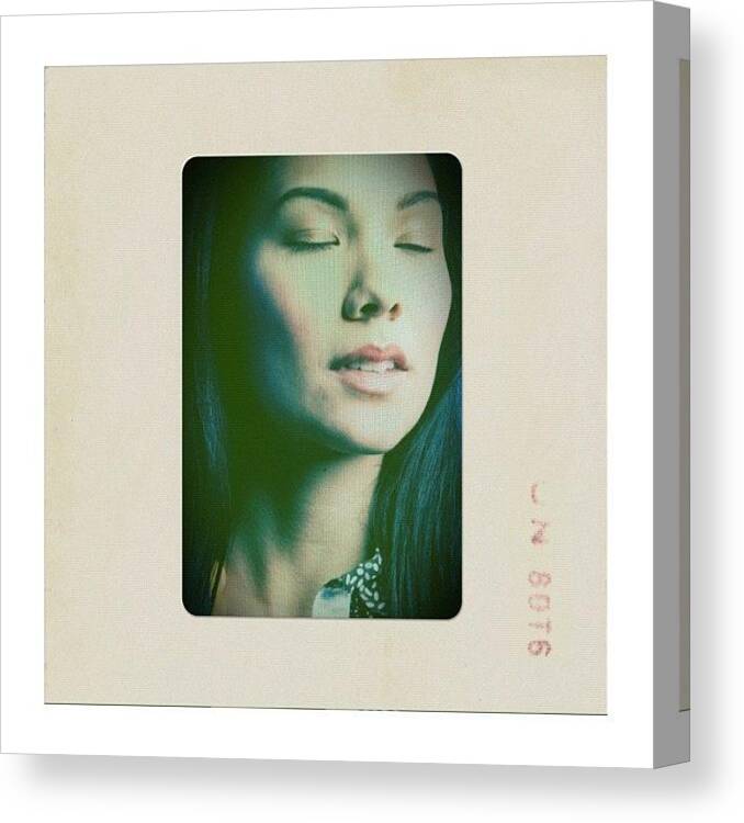 Brunette Canvas Print featuring the photograph #slide #portrait #modeltest by Maria Lankina