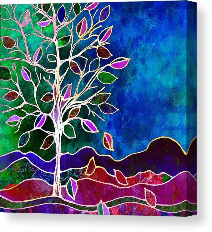 Tree Leaves Canvas Print featuring the painting Solstice Evening by Robin Mead