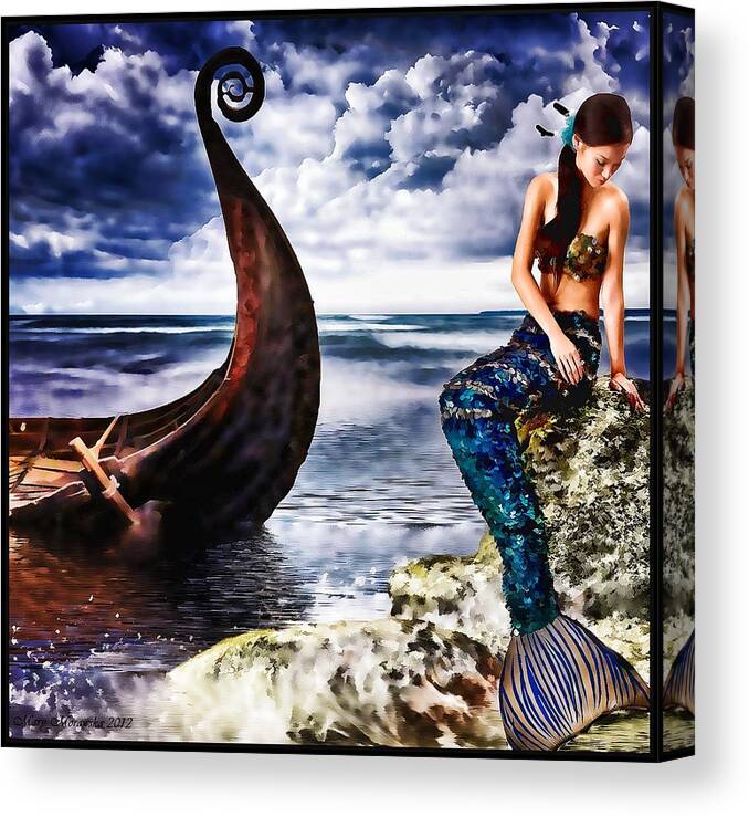 Mermaid Canvas Print featuring the digital art Souls Longing by Mary Morawska
