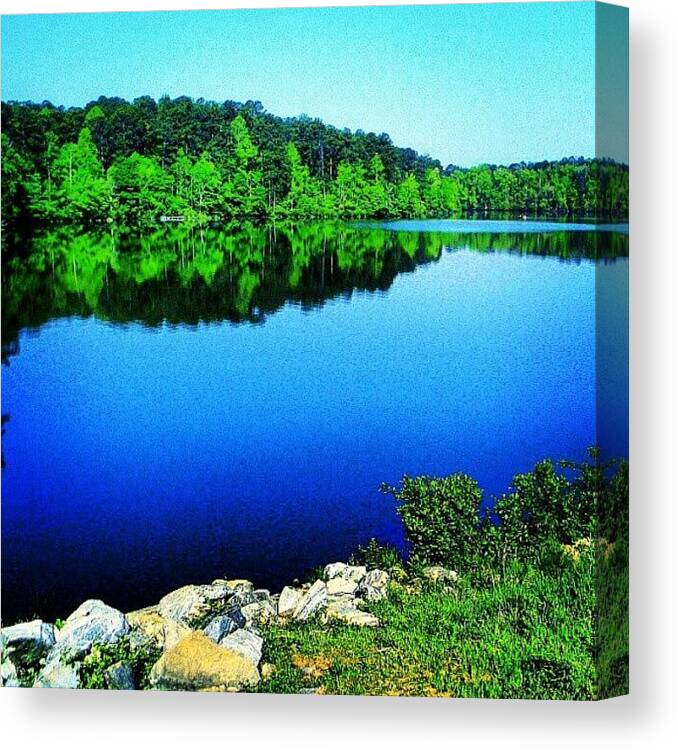 Beautiful Canvas Print featuring the photograph #southcarolina #lake #water #trees by Brian Evans