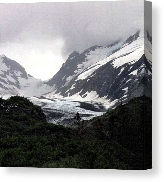 Mountain Canvas Print featuring the photograph #spencerglacier #alaska #nofilter by Cynthia Post