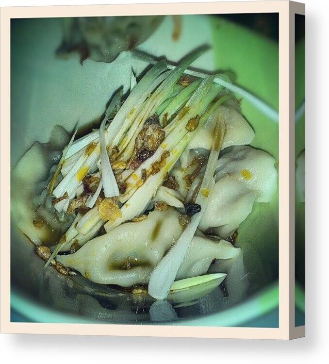 Lamb Canvas Print featuring the photograph #spicy #lamb #dumpling #chinese #dimsum by Siobhan Macrae