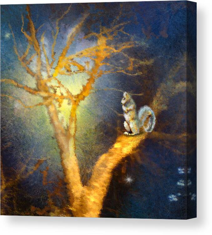 Animals Canvas Print featuring the painting Squirrel in Austin by Miki De Goodaboom