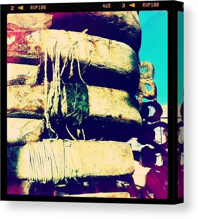 Rhodeisland Canvas Print featuring the photograph Stack Of #anchors With The #hipstamatic by Kiki Bird