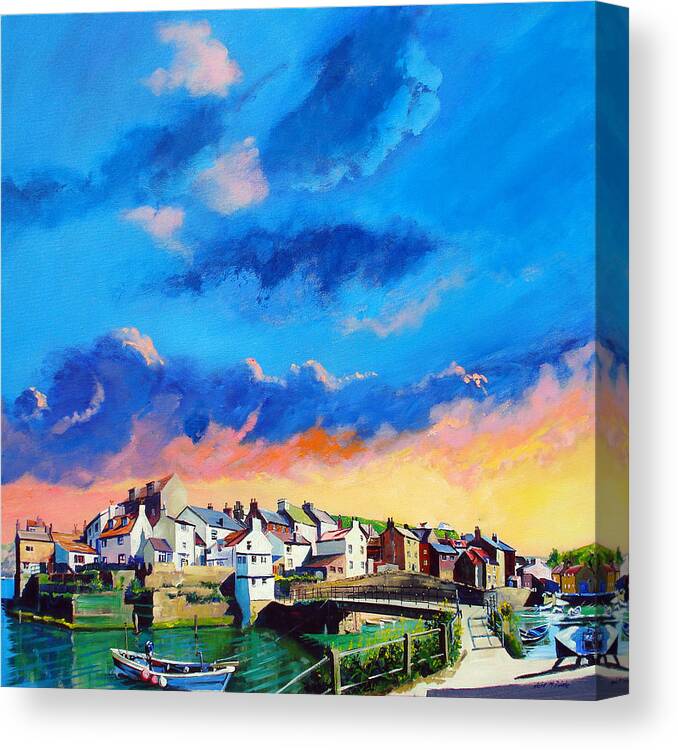 Art Canvas Print featuring the painting Staithes at sundown by Neil McBride