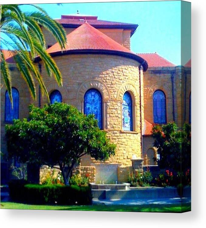 Colleges Canvas Print featuring the photograph Stanford University Chapel - Palo Alto CA by Anna Porter