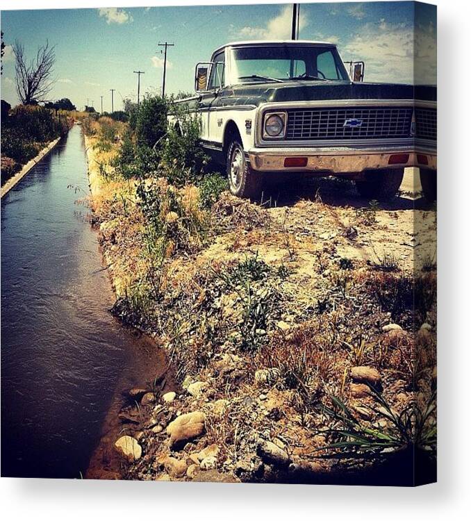 Canal Canvas Print featuring the photograph #star #idaho #old #chevy #truck #canal by Cassidy Taylor