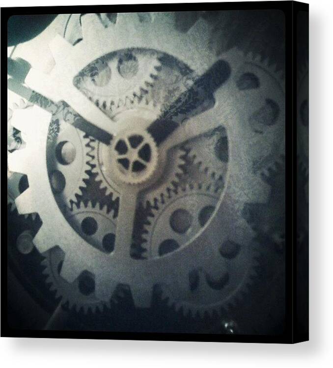 Instagram Canvas Print featuring the photograph #steampunk #gears #clock #webstagram by KLH Streets Photography