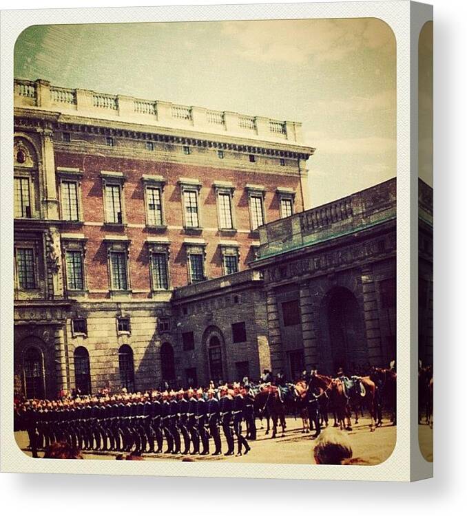 Swedish Canvas Print featuring the photograph Stockholm Changing Of The Guards by Natasha Marco