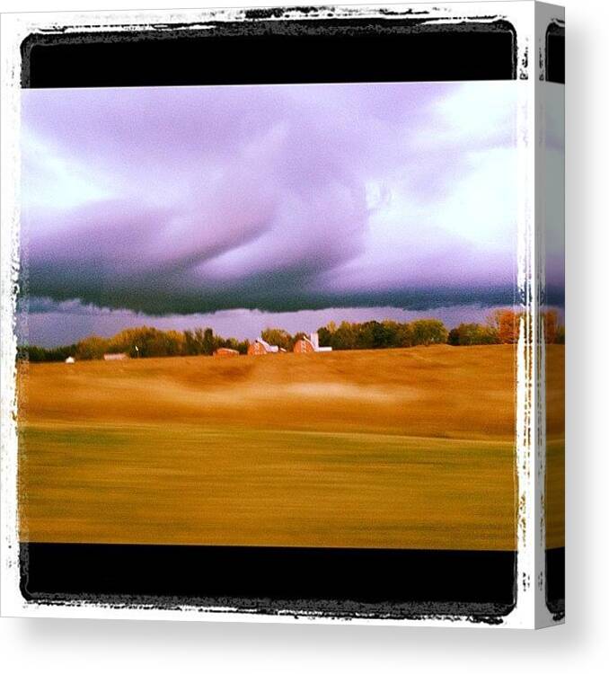 Love Canvas Print featuring the photograph #storm #country #barn #red #fields by Danielle Smith