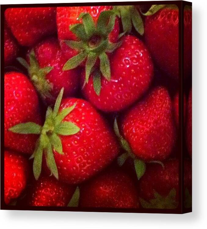 Instapic Canvas Print featuring the photograph #strawberry #fruit #photo On #instagram by Pixie Copley