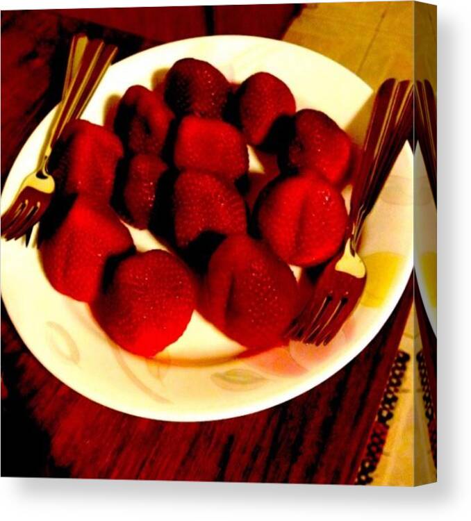 Instagram_id Canvas Print featuring the photograph Strawberry ...sweet #instafood by R Ra