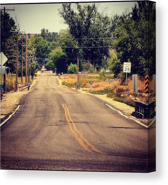 Beautiful Canvas Print featuring the photograph #street #road #idaho #country #black by Cassidy Taylor