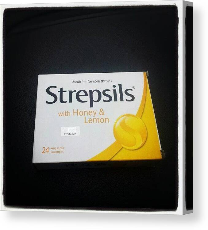 Lemon Canvas Print featuring the photograph #strepsils #sweet #yellow #candy #honey by Bryan Thien