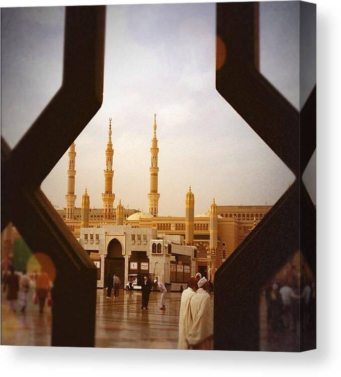 Gcc Canvas Print featuring the photograph #sun #madinah #mosque #islam #iphone by Najla Abdullah
