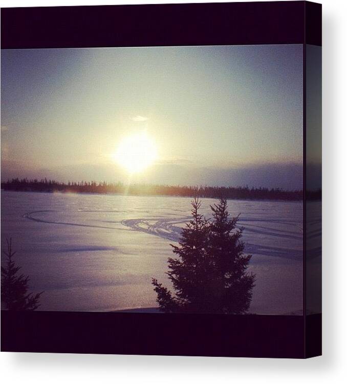 Beautiful Canvas Print featuring the photograph Sun Setting On O'brien Lake by Julia Norris