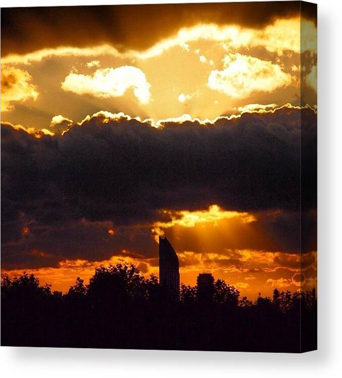 Ldndont Canvas Print featuring the photograph Sunrays : Sunset : Strata : September by Neil Andrews