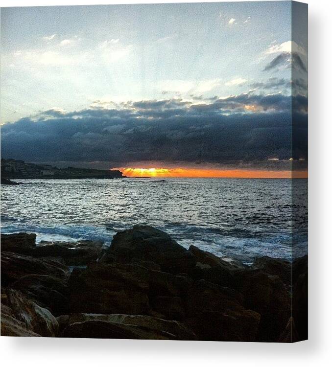 Coogee Canvas Print featuring the photograph Sunrise Over Coogee Beach #coogee by Emily Hames