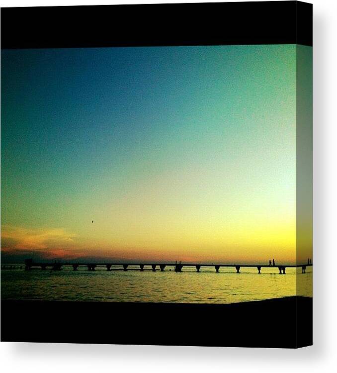 Key West Canvas Print featuring the photograph Sunset and Pier by Casey Fessler