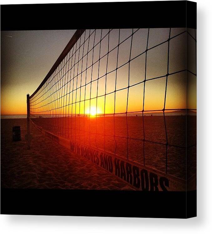 Beautiful Canvas Print featuring the photograph #sunset #ocean #santamonica #beach by Brett Connors