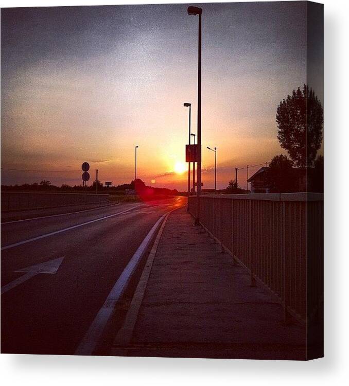 Beautiful Canvas Print featuring the photograph #sunset #road #fence by Zain Master