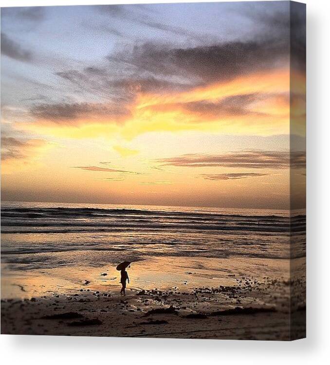 Life Canvas Print featuring the photograph Sunset Surfer #surfboards #california by Paul Carter