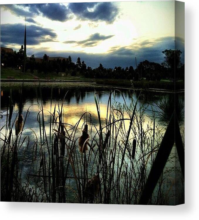 Garden Canvas Print featuring the photograph #sunset #water #lake #pond #nature by Glen Offereins