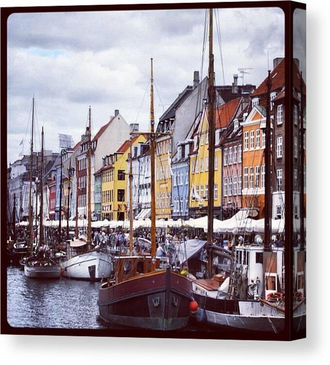 Canal Canvas Print featuring the photograph Swedish Canals #sweden #canal #houses by Phil Manassa